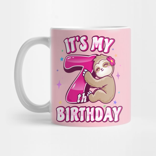 Its My 7th Birthday Girls Sloth by PnJ